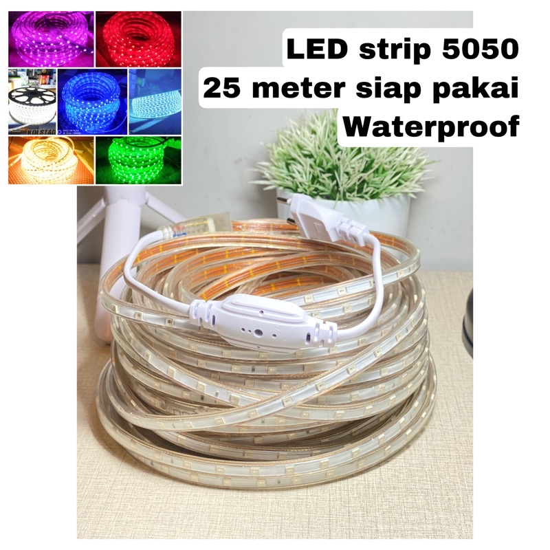 Jual Lampu Led Strip Lis plafon 25 meter siap pakai Lampu selang ...