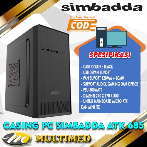 Jual Casing Komputer PC Simbadda ATK 680 / ATK 685 Include Power Supply ...