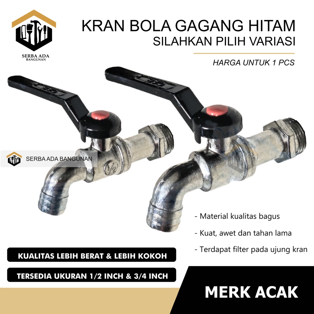 Jual Cod Kran Tembok Bola Gagang Hitam Keran Air Taman Shopee Indonesia