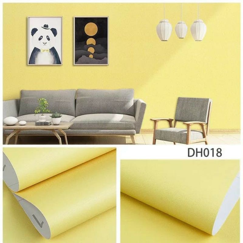Jual Wallpaper Sticker Dinding Motif Embos Kuning Panjang 10Meter x