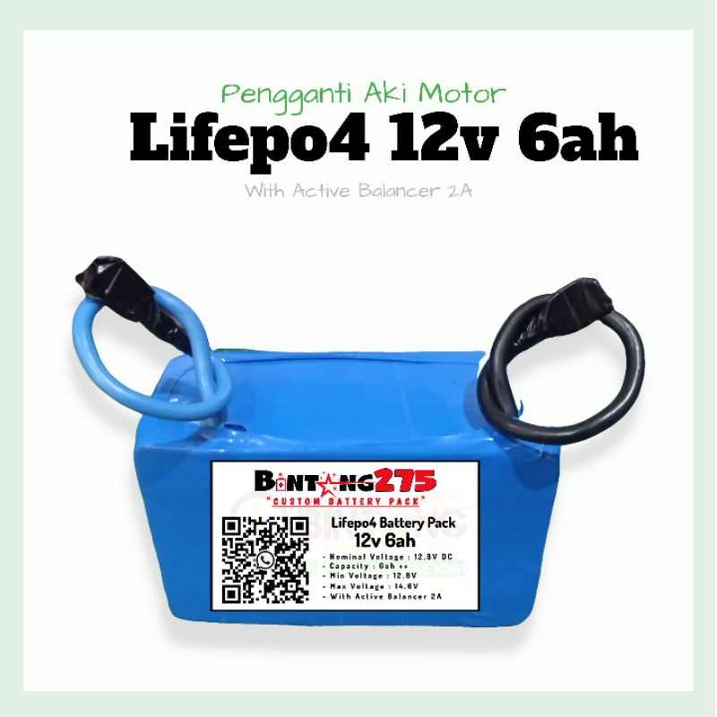Jual Aki elektrik lithium lifepo4 12v 6ah | Shopee Indonesia