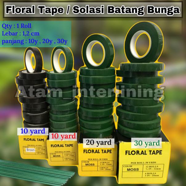 Jual 1 Roll Floral Tape Lebar 1,2cm Panjang 10y 20y 30y Selotip
