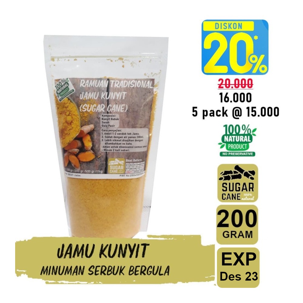 Jual Jamu Kunir Jamu Kunyit Putih Instan Tanpa Ampas 200 Gram Shopee Indonesia 1350