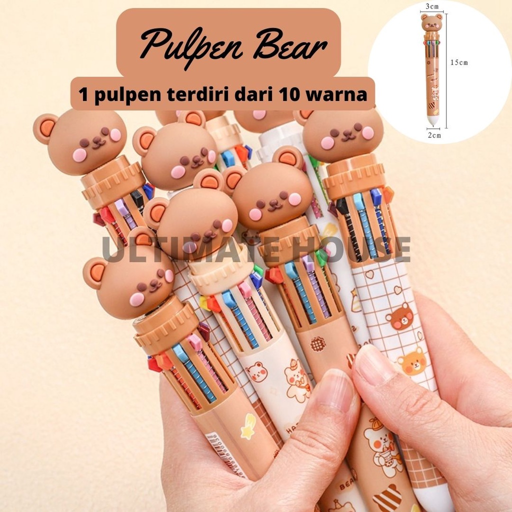 Jual Pulpen Beruang 10 Warna Pen Bolpen Pulpen Karakter Lucu | Shopee
