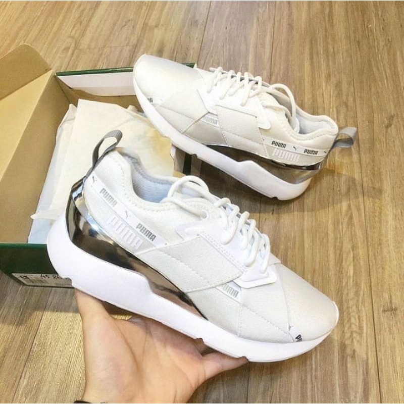 Puma muse white silver sale