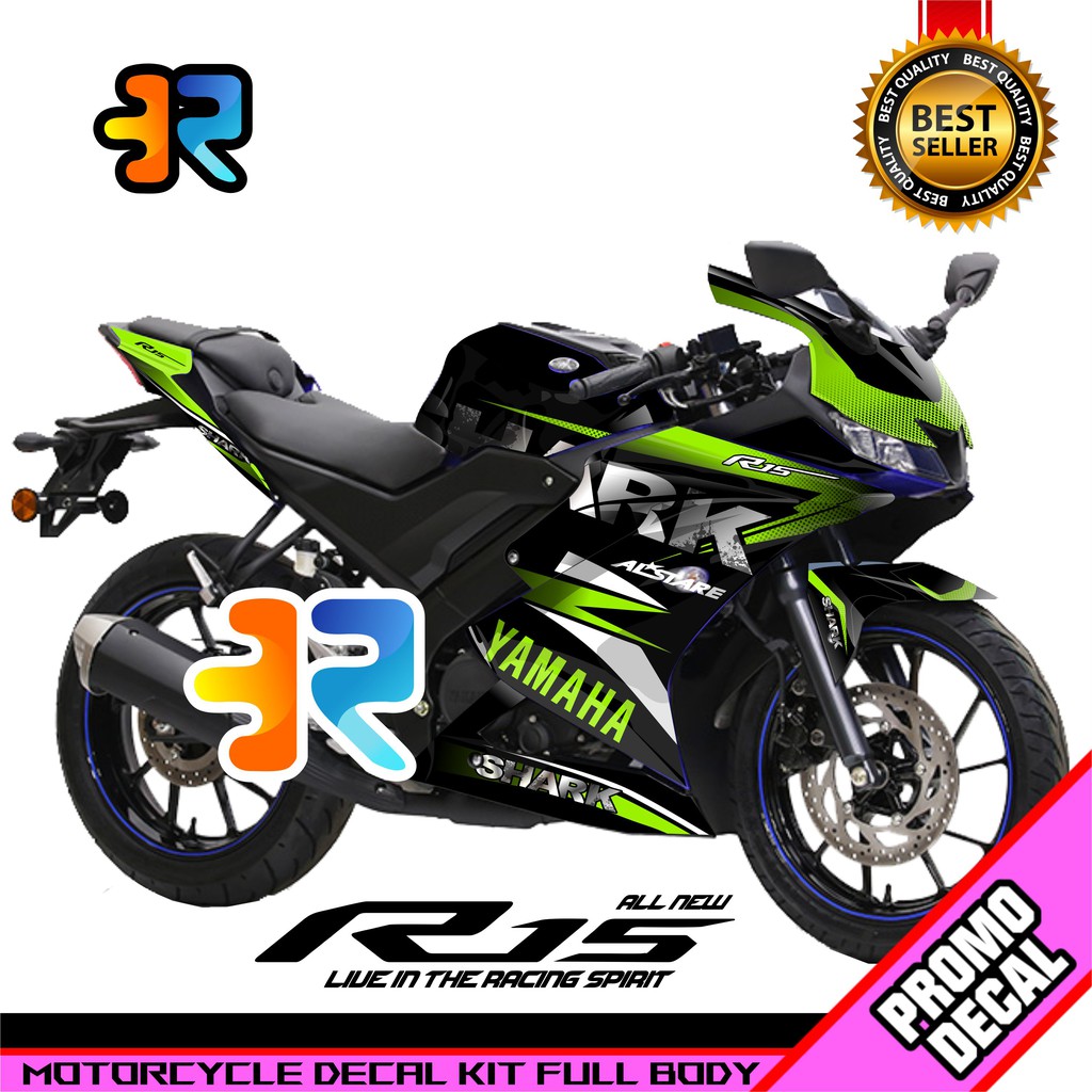 Jual Decal Motor R15 V3 Desain Shark Tulisan Sticker Decal Full Body ...