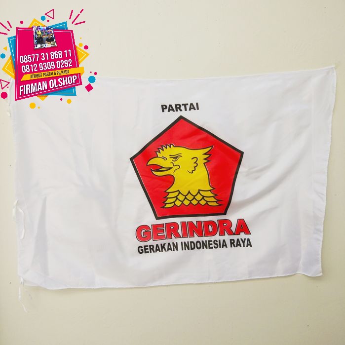 Jual Bendera Partai Gerindra Ukuran 60x90 Cm Isi 100 Lembar Bendera