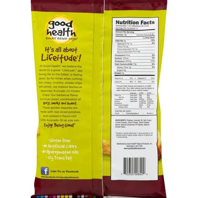 Jual Good Health Kettle Style Potato Chips Barbeque 142g / 100 Avocado Oil Shopee Indonesia