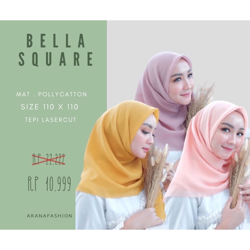 Jual HIJAB / JILBAB SEGIEMPAT BELLA SQUARE LASERCUT 110*110 Cm | Shopee ...