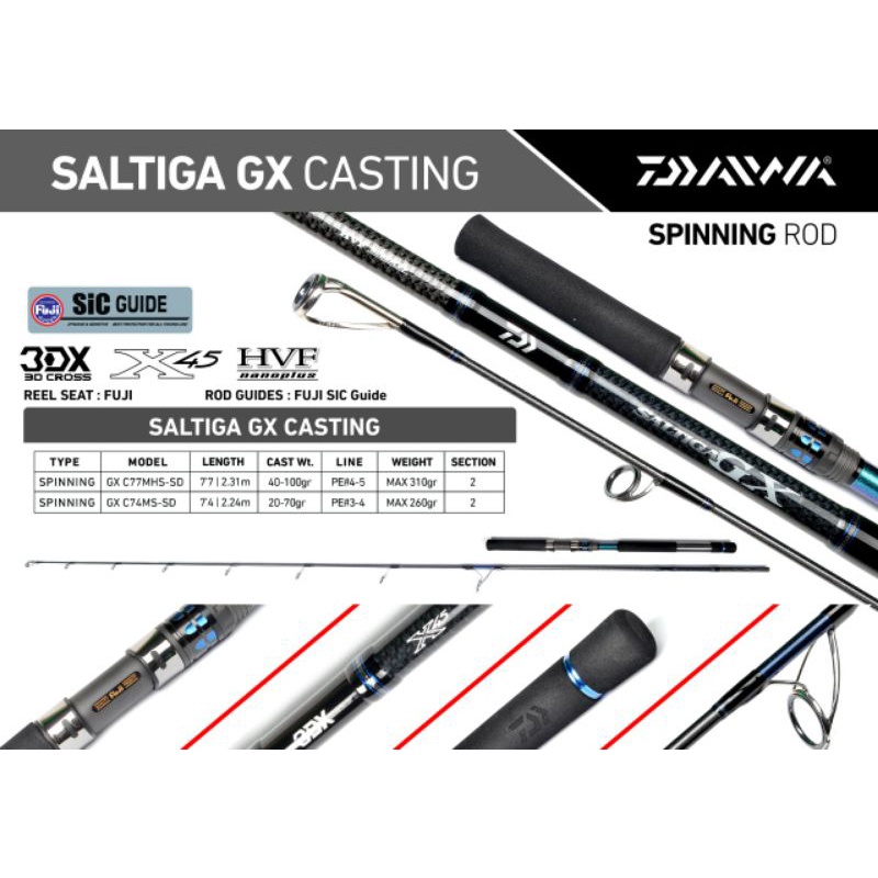 Jual Joran Popping Daiwa Saltiga Gx C74ms Pe 3 4 C77mhs Pe 4 5 Casting