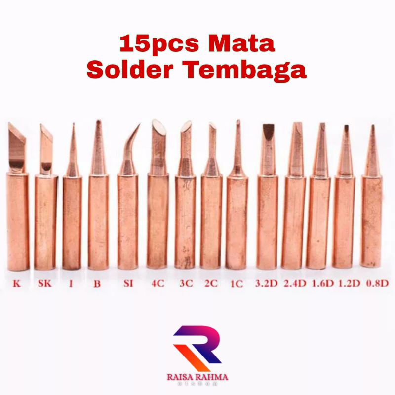 Jual Mata Solder Tembaga 15pcs Iron Soldering Station Ujung Tip Solder