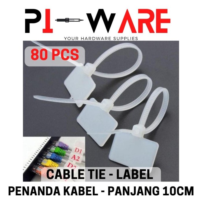 Jual Cable Ties Tie Pengikat Kabel Dengan Tag Label 3 x 100mm Isi 80