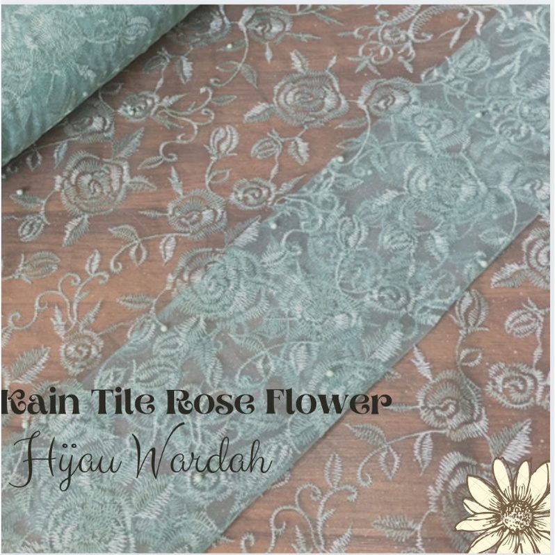 Jual Kain Tile Rose Flower Hijau Wardah | Shopee Indonesia