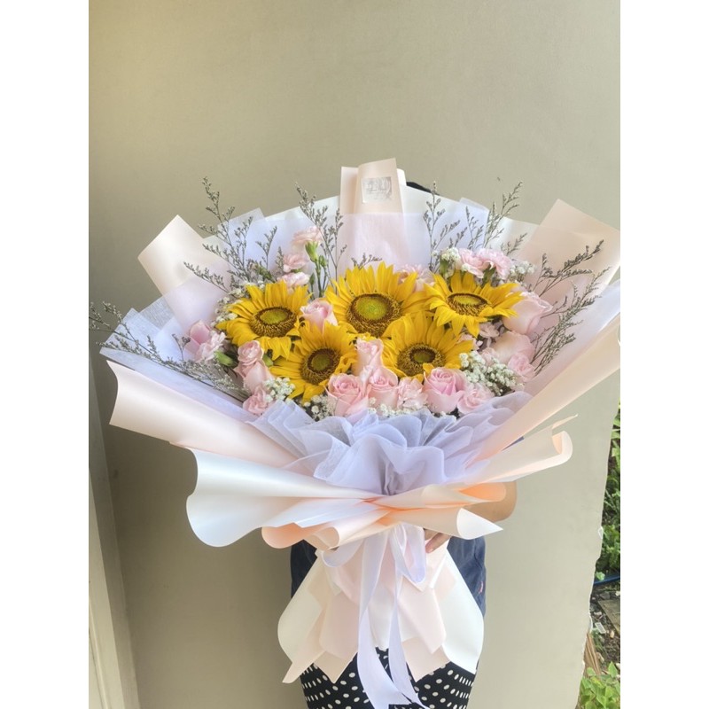 Jual Sunflower Bouquet Buket Bunga Matahari Asli Segar Fresh Flower T Hadiah Rangkaian 3234