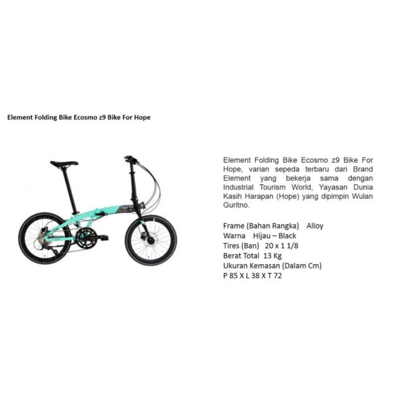 Jual Elemen Folding Bike ecosmo z9 Bike for hope Shopee Indonesia