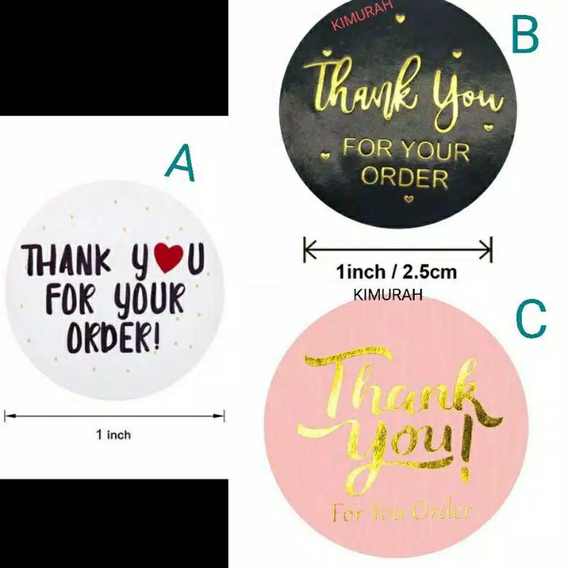 Jual STICKER 500pcs THANK YOU FOR YOUR ORDER STIKER LABEL EMAS HITAM ...