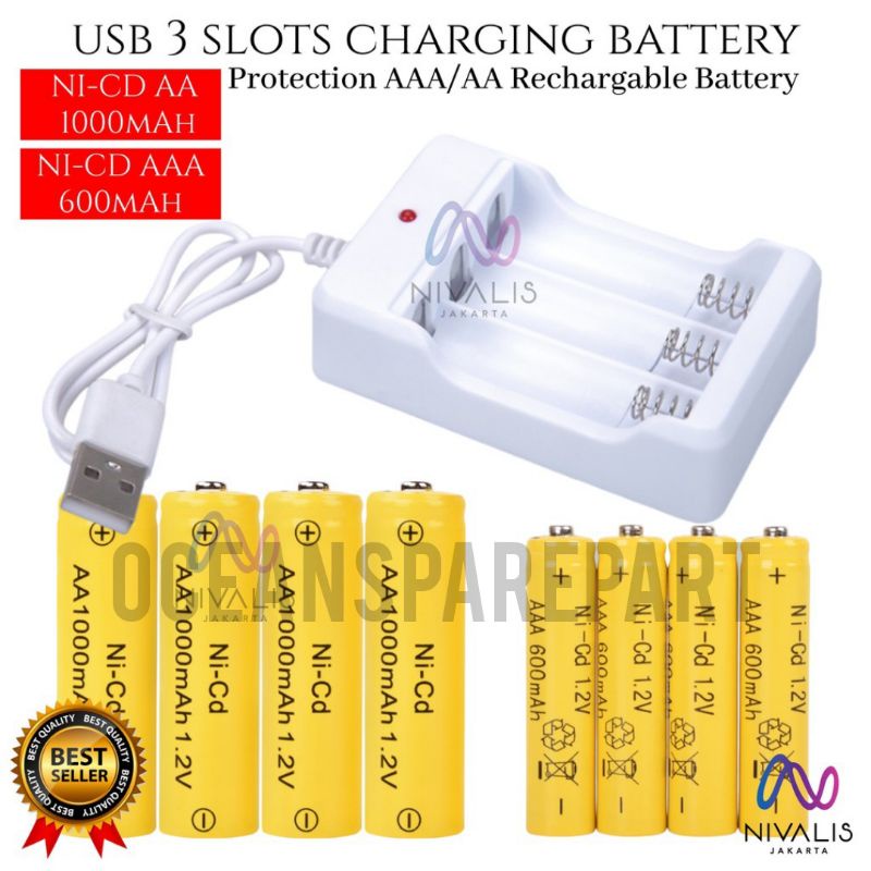 Jual Battery Baterai Batrei Rechargeable AA 1000mAh AAA 600mAh ...