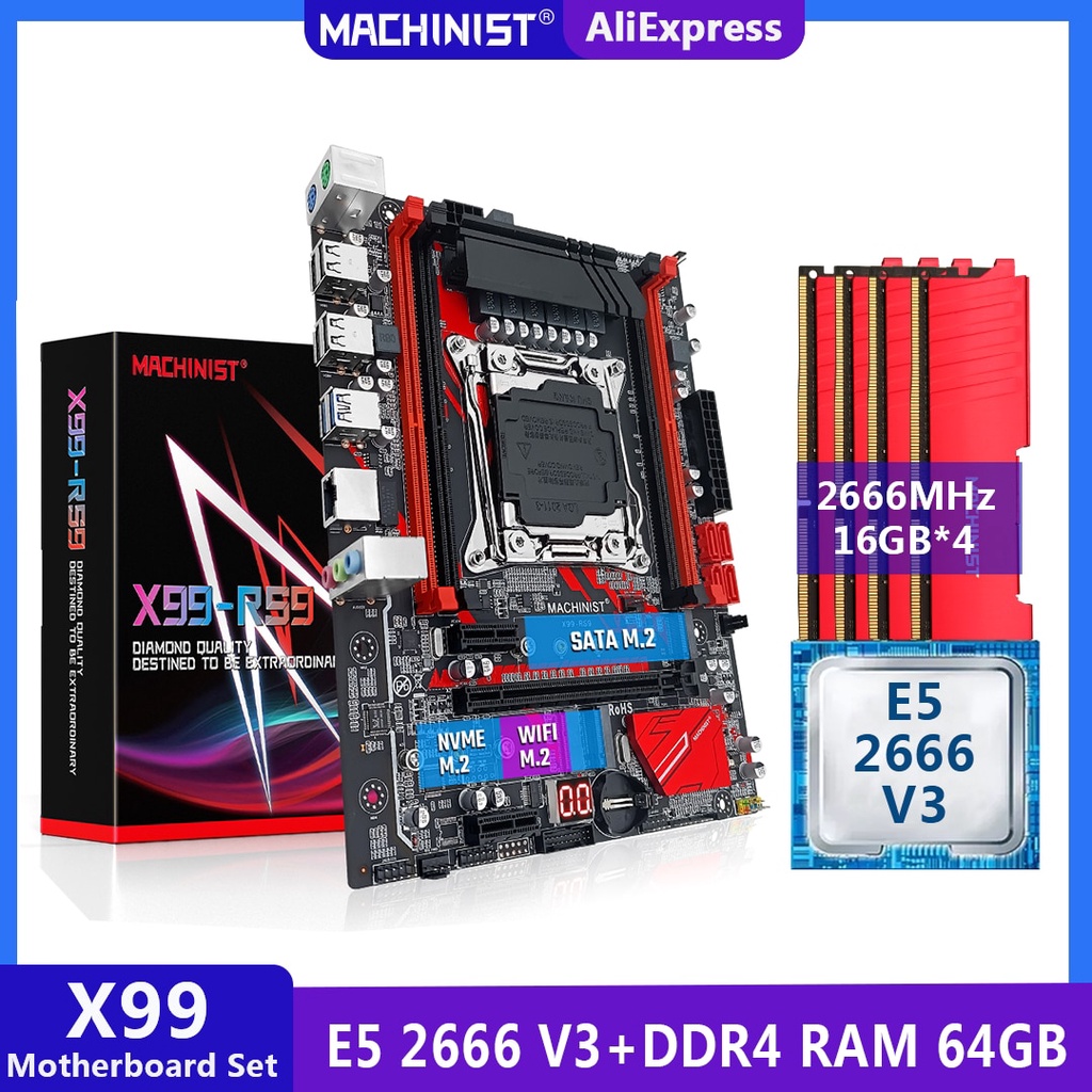 Jual PREORDER MACHINIST X99 Kit Motherboard LGA 2011-3 Set Xeon E5 2666 ...