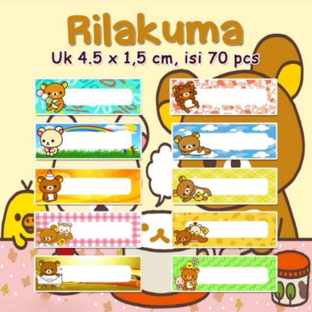 Jual Stiker label nama tipe CB/CK Rilakuma | Shopee Indonesia