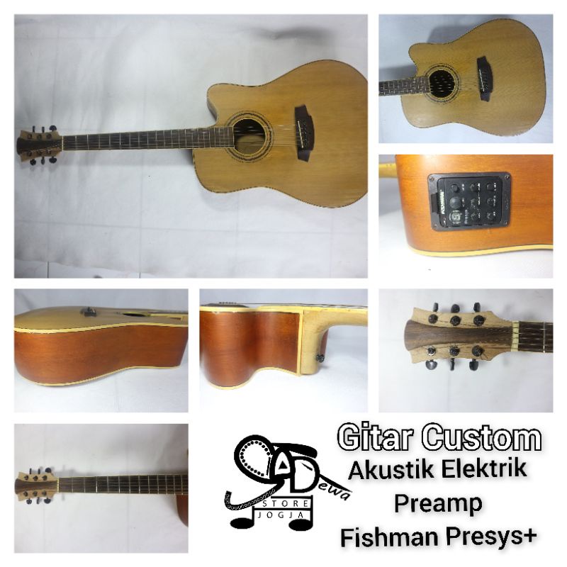 Jual Gitar Akustik Elektrik Custom Lokal Dengan Preamp Fishman Presys Plus Shopee Indonesia