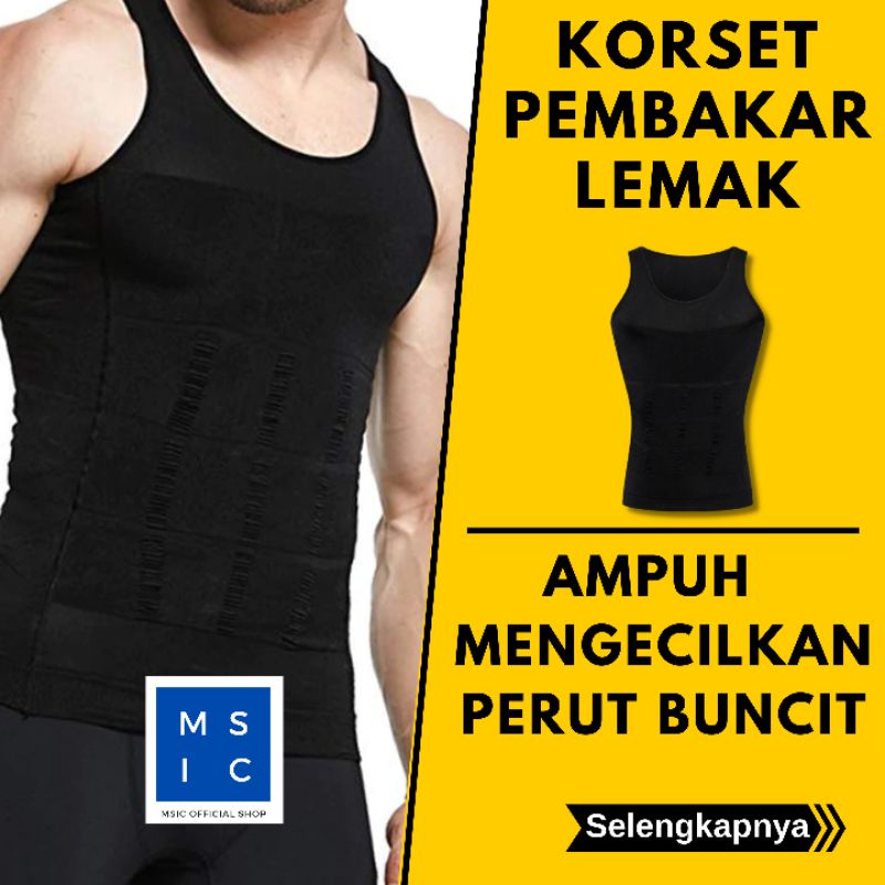 Jual Mens Kaos Dalam Hitam Slimming Body Shaper Tank Top Rompi Korset ...