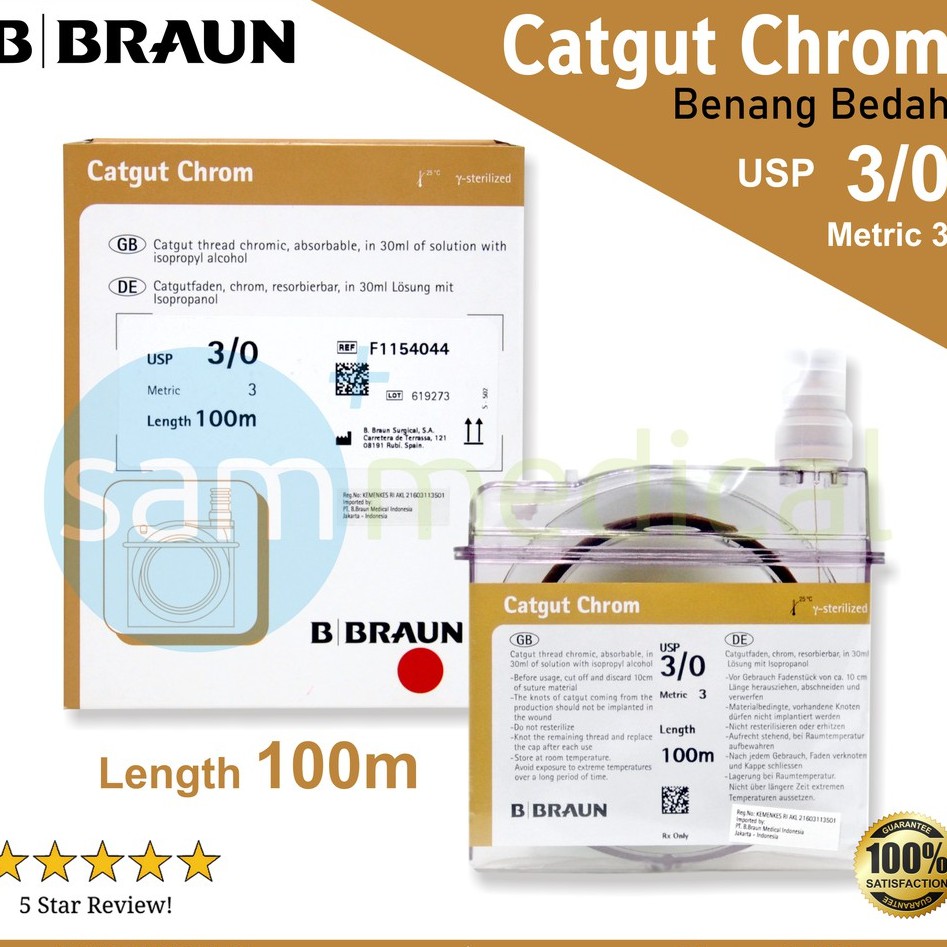 Jual B Braun Catgut Chromic USP 3/0 - 100m - Benang Bedah Operasi ...