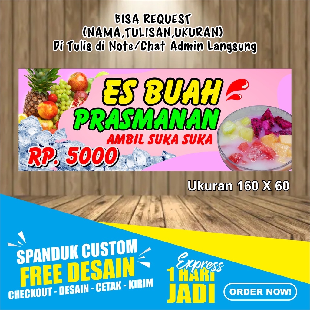 Jual SPANDUK/BANNER ES BUAH PRASMANAN (1HARI JADI) | Shopee Indonesia