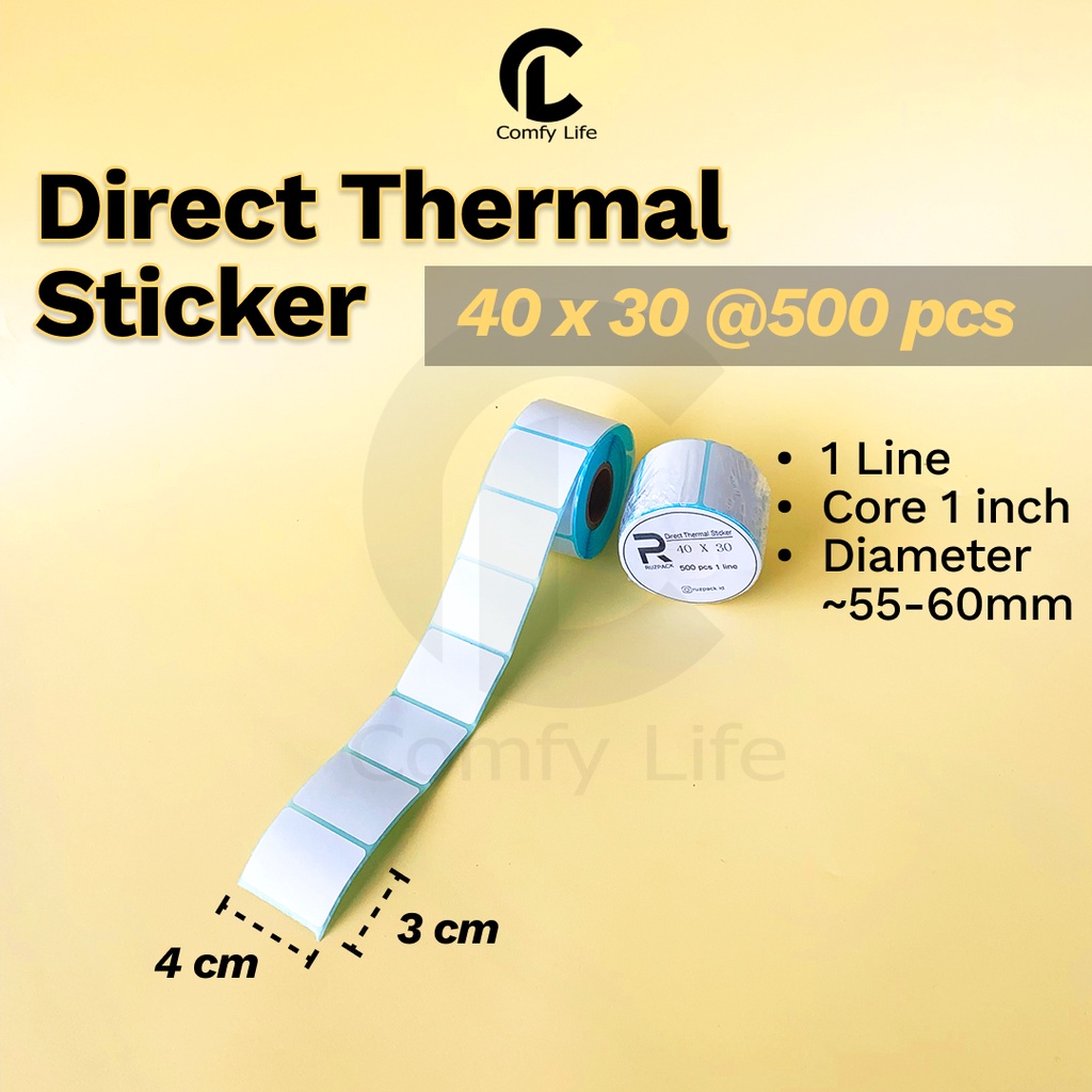 Jual DIRECT THERMAL STICKER [40x30 MM] KERTAS LABEL STIKER BARCODE 1 ...