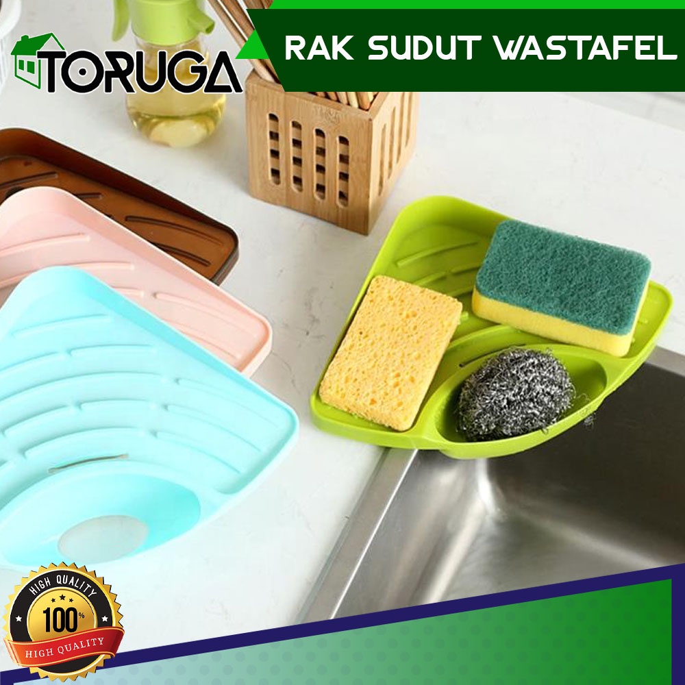 Jual Rak Sudut Wastafel Dapur Cuci Piring Segitiga Tempat Sabun Spon ...