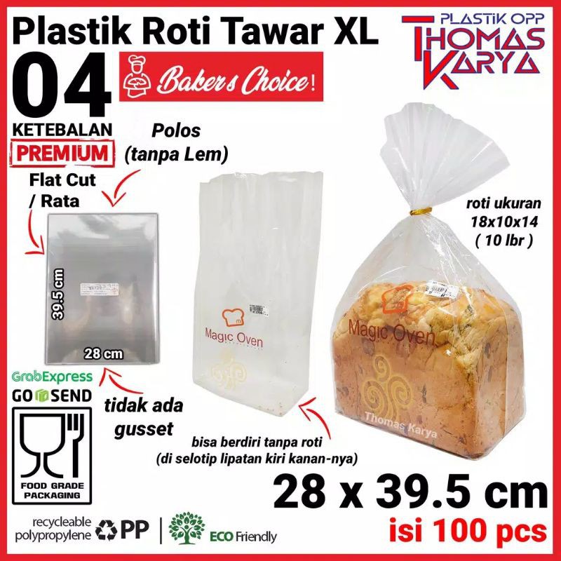 Jual Plastik OPP 28x39,5 cm TEBAL POLOS | Kemasan Roti Tawar | Tanpa ...