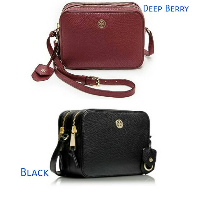 Outlet TORY BURCH ROBINSON PEBBLED DOUBLE ZIP CROSSBODY DEEP BERRY