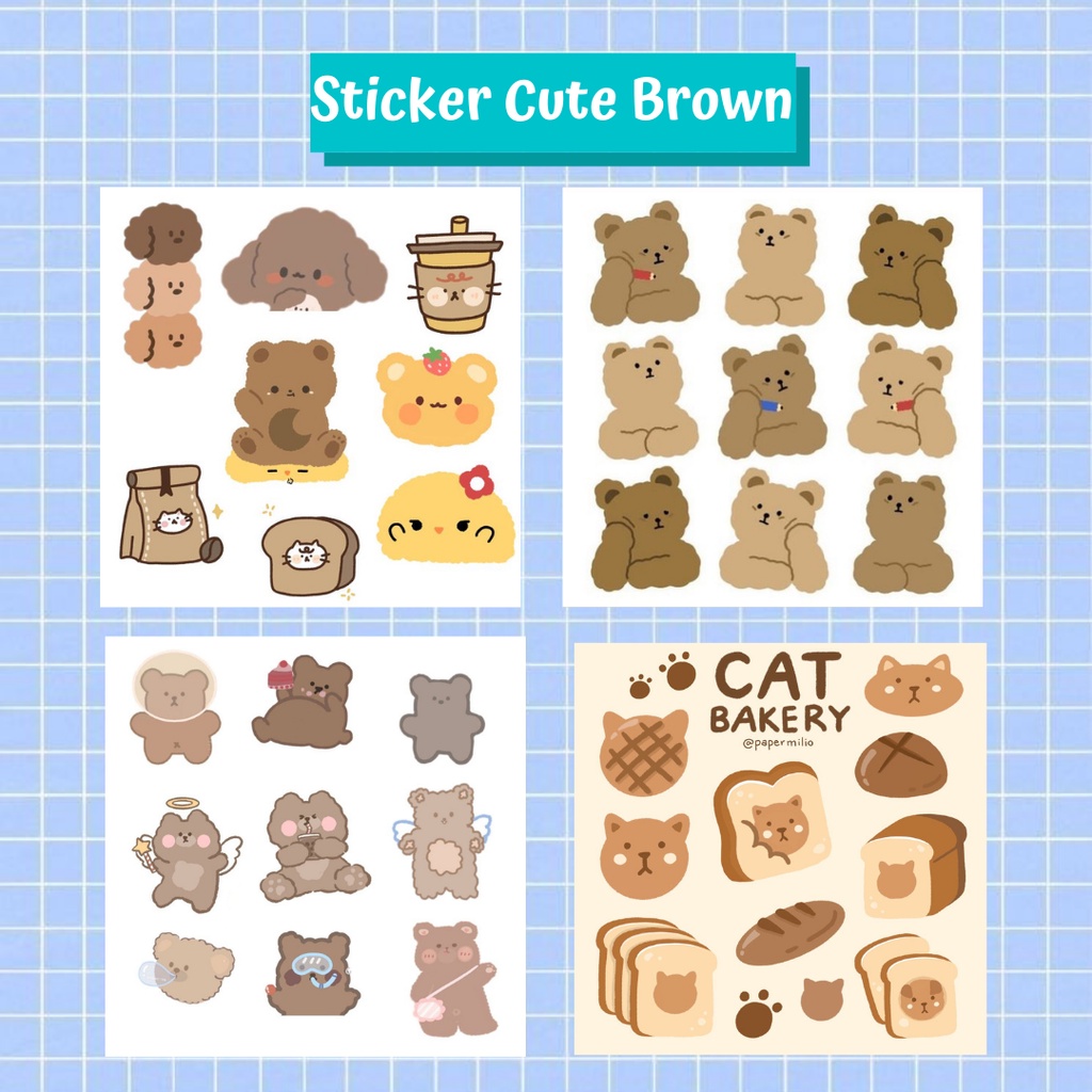 Jual Stiker Korea Lucu Coklat /Stiker Cute Beruang Coklat/ Sticker Cute