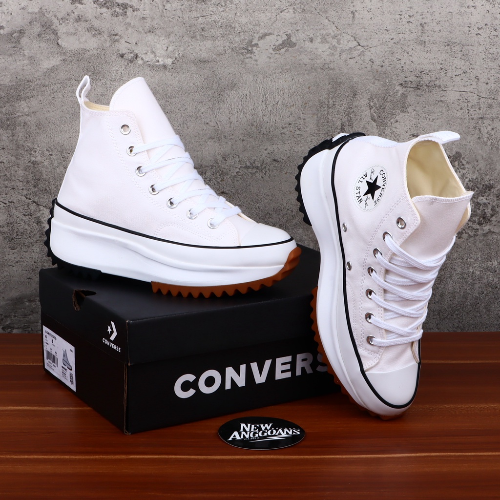 Sepatu Converse Run Star Hike Lugged Full White Putih Gum Canvas Wedges Hi Runstar High Heels Wedges