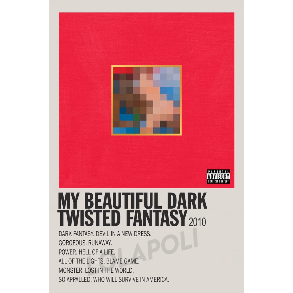 Jual Poster Cover Album My Beautiful Dark Twisted Fantasy - Kanye West ...