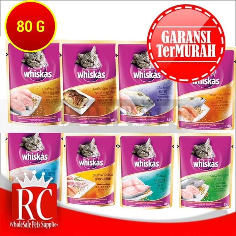 Jual Makanan Kucing Basah Whiskas WetFood Sachet Pouch Adult 85 Gram