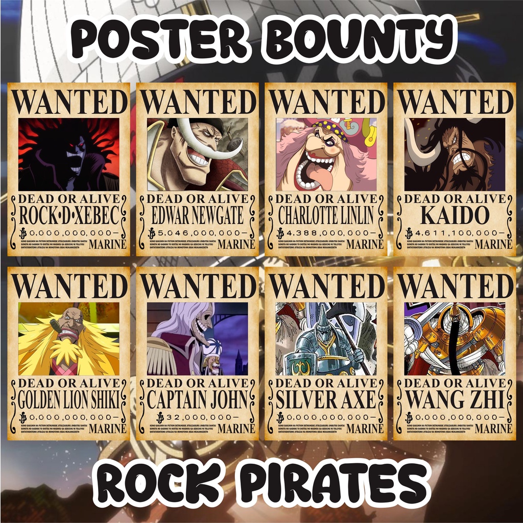 Jual Poster Bounty Rock Pirates Anime Manga One Piece Poster Buronan