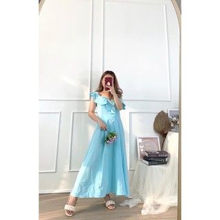 Jual One Shoulder Maxi Dress 2093 dress bumil busui dress bohemian korean pantai beach dress linen cantik dress lebaran murah cantik elegan Shopee Indonesia