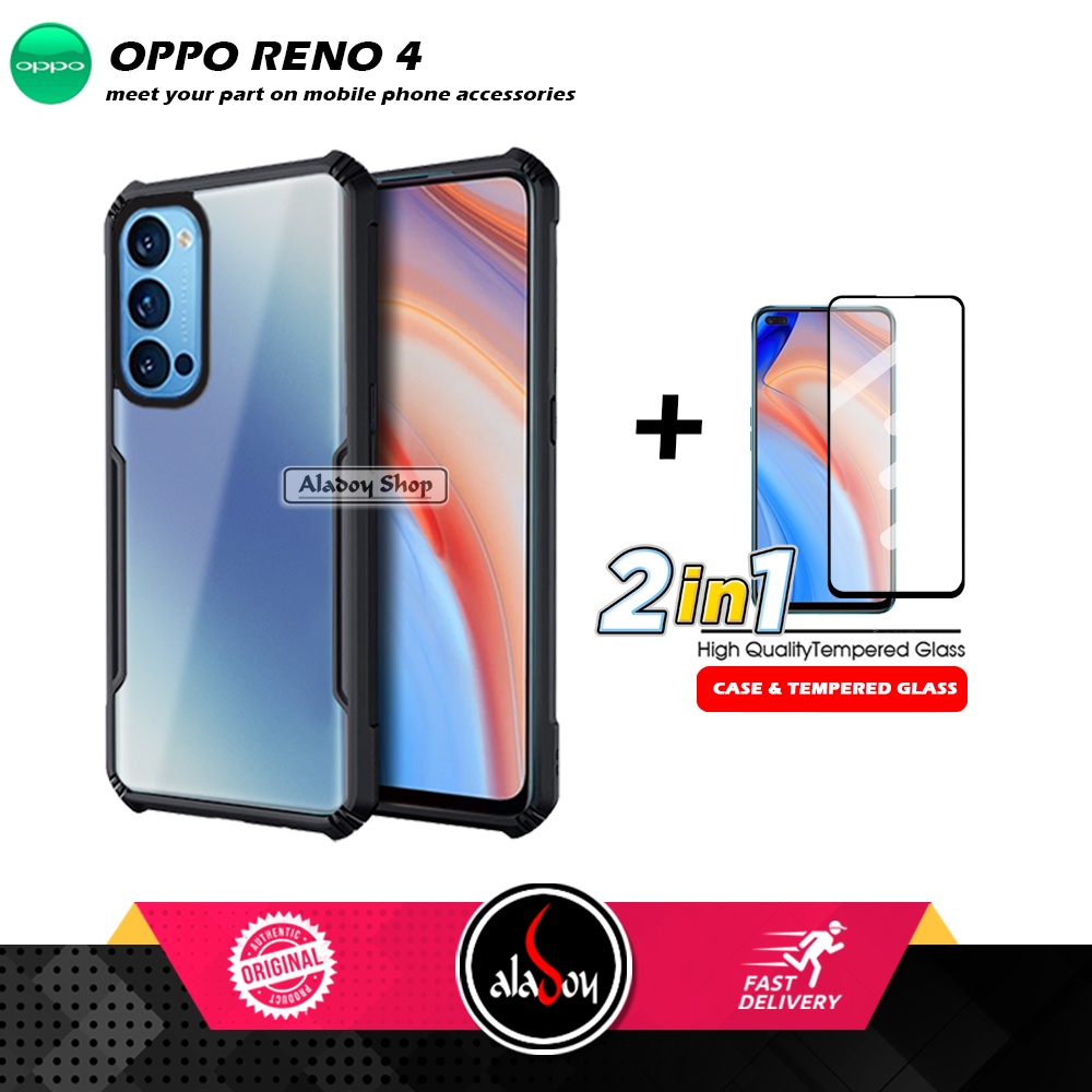 Jual PAKET 2 IN 1 Case Oppo Reno 4 Armor Fusion Transparent Prmium ...