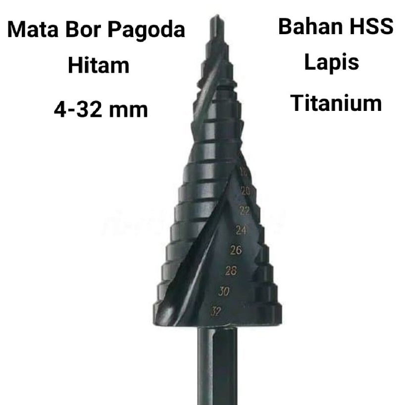 Jual Mata Bor Pagoda Hitam 4 32mm Bahan HSS Lapis Titanium Shopee Indonesia