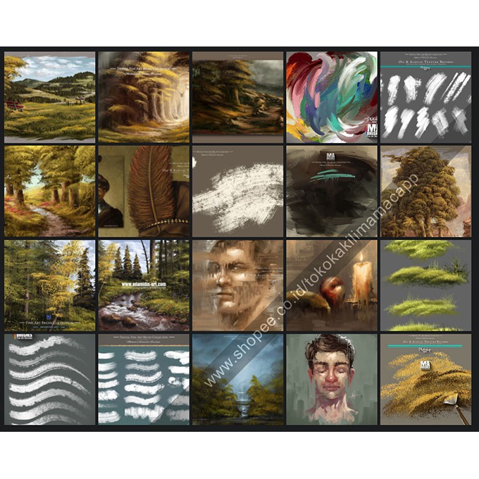 Jual 400+ Realistic Oil & Acrylic Brushes for Photoshop | Shopee Indonesia