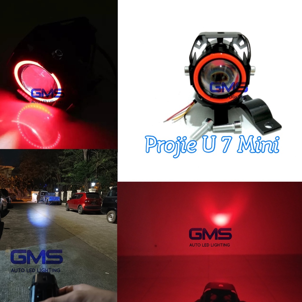 Jual Lampu tembak Led Cree U7 mini Angel Merah cahaya utama putih 3 ...