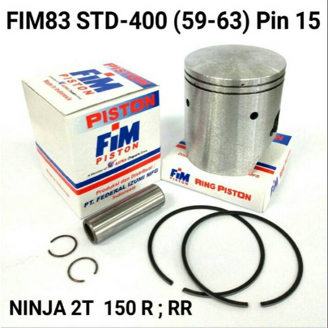 Jual Seher piston fim ninja 150 2 tak R/RR ukuran standar 59.59,5.60.60