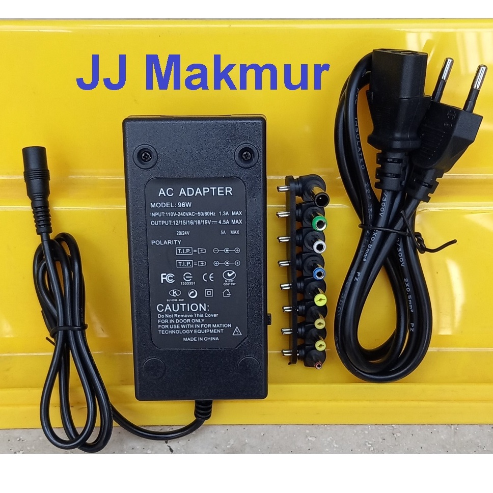 Jual Adaptor Universal Laptop Output 12v 15v 16v 18v 19v 20v 24v max 5A 5 ampere adapter