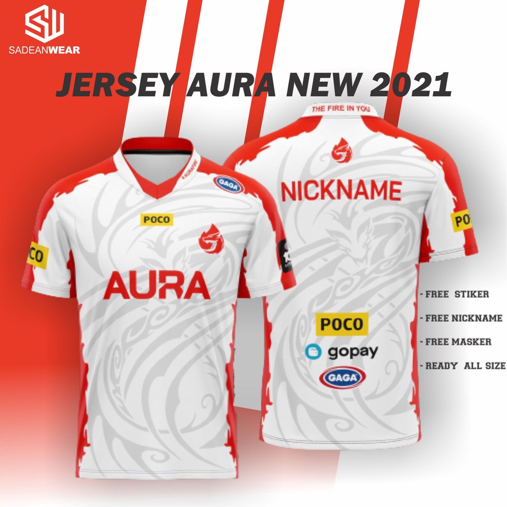 Jual JERSEY AURA ESPORT Terbaru 2021 FREEFIRE, ML, PUBG & Free Nickname