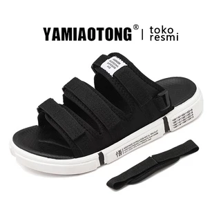 YAMIAOTONG-Sendal Pria - Tali Yang Bisa Dilepas - Sendal Gunung Pria - Hitam/Emas/Putih - 39~46