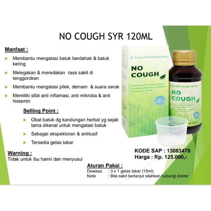 Jual OBAT BATUK AMPUH NO COUGH SYRUP 120ML Shopee Indonesia