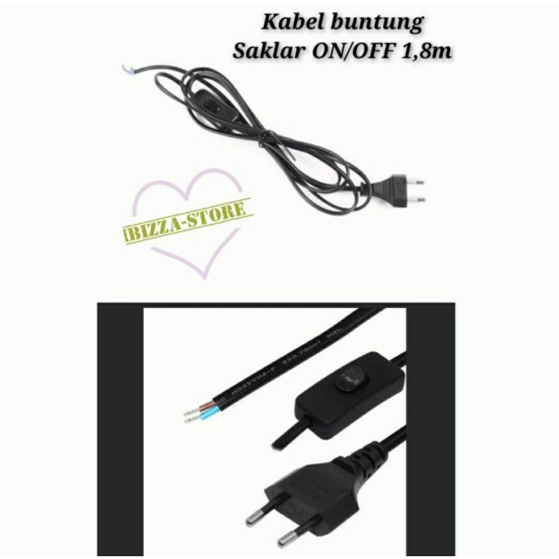 Jual Kabel Buntung ON/OFF 1,8meter, Kabel+steker+ switch on-off untuk ...