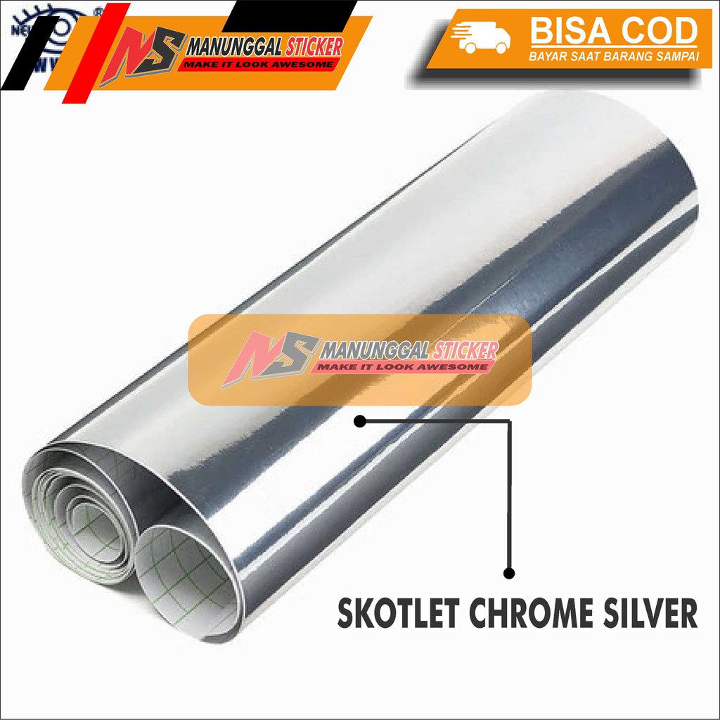 Jual Stiker skotlet warna silver krom sticker chrome motor/mobil ...