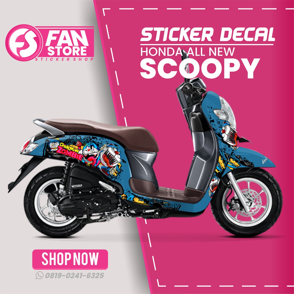 Jual Sticker Decal Honda Scoopy New Full Body Doraemon Zombie Blue