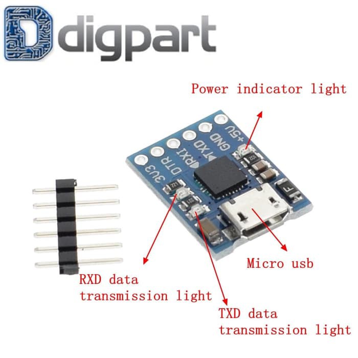 Jual CP2102 MICRO USB To UART TTL Module 6Pin Serial Converter UART STC ...